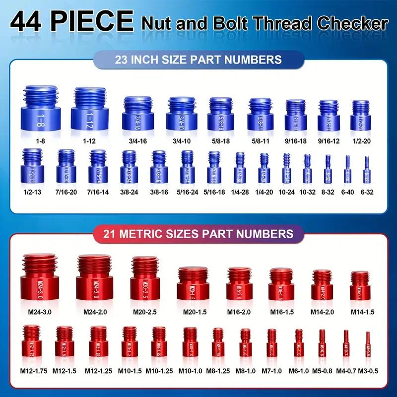 🎉🔧50% de réduction ! Kit de vérification du filetage 2-en-1 – Pour écrous, boulons et trous filetés, métrique & impérial