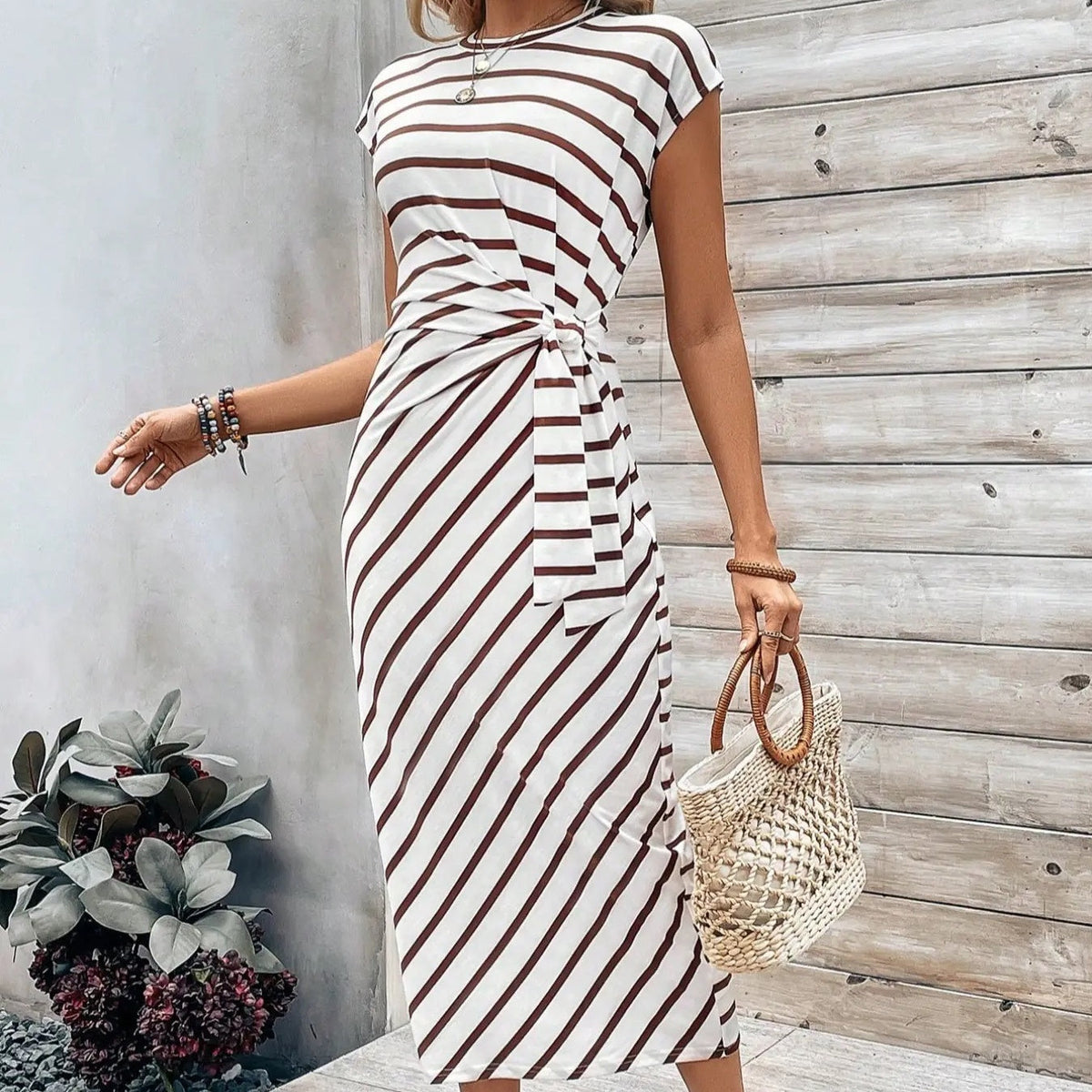 🔥 DERNIER JOUR DE SOLDES – 50% DE RÉDUCTION !! 💕 Robe Élégante à Taille Nouée pour Femme – Extensible, Flatteuse & Parfaite de Jour comme de Nuit ! 🌞🌙