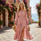 Robe femme à épaules dénudées et taille haute