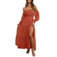 Robe femme à épaules dénudées et taille haute