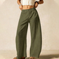 Pantalon décontracté taille haute à jambes larges pour femme