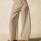 Pantalon décontracté taille haute à jambes larges pour femme