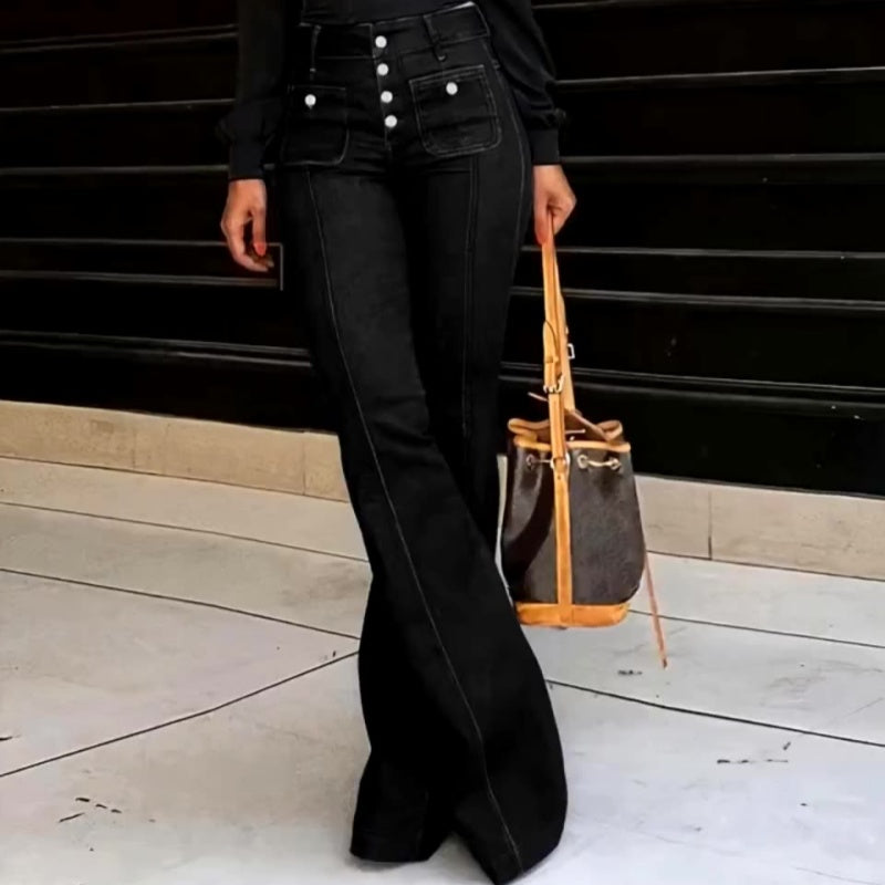 📢📢62% de réduction !! ⏰Jean évasé taille haute tendance pour femme