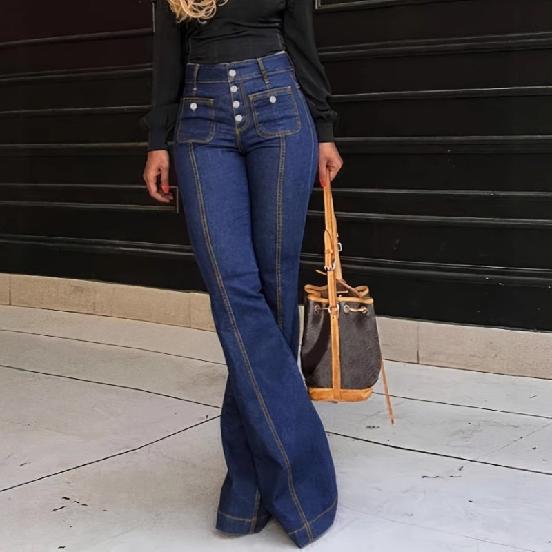 📢📢62% de réduction !! ⏰Jean évasé taille haute tendance pour femme