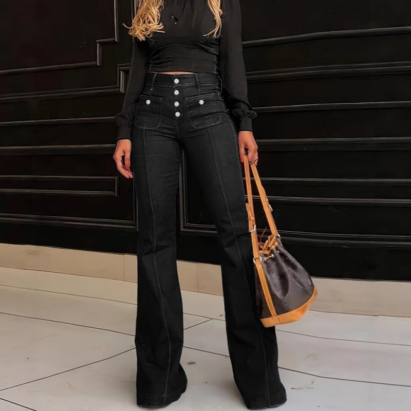📢📢62% de réduction !! ⏰Jean évasé taille haute tendance pour femme