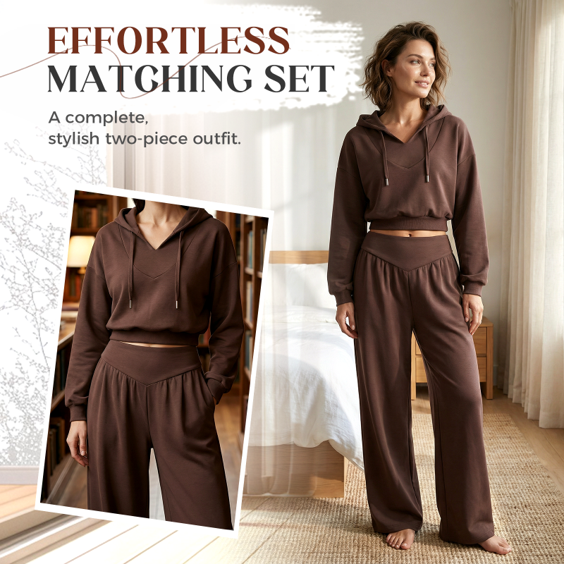 📢📢52 % de réduction !!⏰Women's Crop Hoodie & Wide-Leg Pants Set