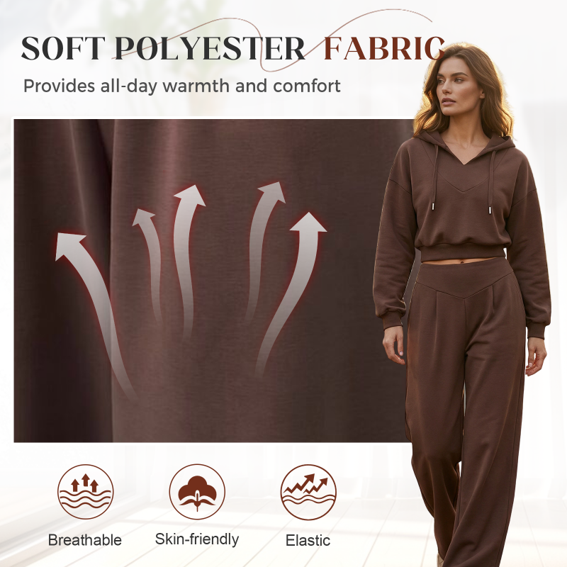 📢📢52 % de réduction !!⏰Women's Crop Hoodie & Wide-Leg Pants Set