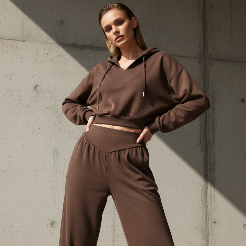 📢📢52 % de réduction !!⏰Women's Crop Hoodie & Wide-Leg Pants Set
