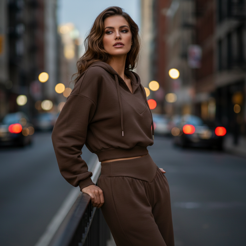 📢📢52 % de réduction !!⏰Women's Crop Hoodie & Wide-Leg Pants Set