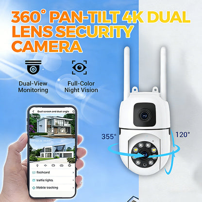 💎 50% DE RÉDUCTION ! 💎 Caméra de Sécurité 4K à Double Objectif avec Rotation Panoramique et Inclinaison à 360° – Vision Nocturne Couleur & Détection IA 📹🛡️