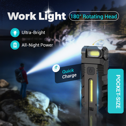 💎 50% DE RÉDUCTION ! 💎 Lampe de Travail LED à Tête Pivotante 180° – Double Faisceau, Base Magnétique & Recharge USB-C 🔦🔋