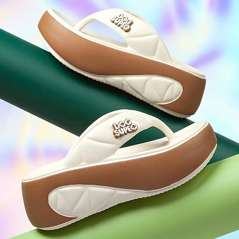 💎 50% DE RÉDUCTION ! 💎 Tongs à Plateforme Bicolores pour Femmes – Semelle Épaisse, Confort EVA & Style Été 2026 🌸👡