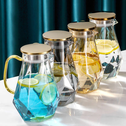 Elegant Geometric Glass Pitcher with Infuser