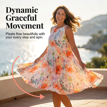 💥 Offre spéciale : 53 % de réduction 💥 Robe sans manches plissée à imprimé floral pour femme