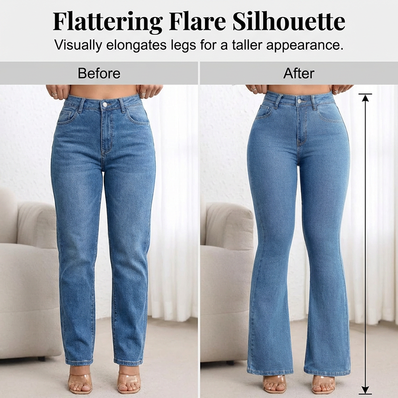 💎 50% DE RÉDUCTION ! 💎 Jean Évasé Stretch Taille Haute pour Femme – Effet Push-Up, Tissu 4 Sens & Silhouette Allongée