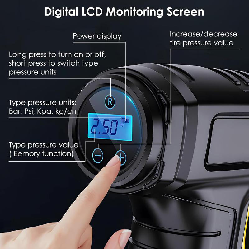 💎 55% DE RÉDUCTION ! 💎 Compresseur d’Air Portable Sans Fil avec Affichage Numérique – Gonflage Rapide, Préréglage Intelligent & Lampe LED 🔋🚗