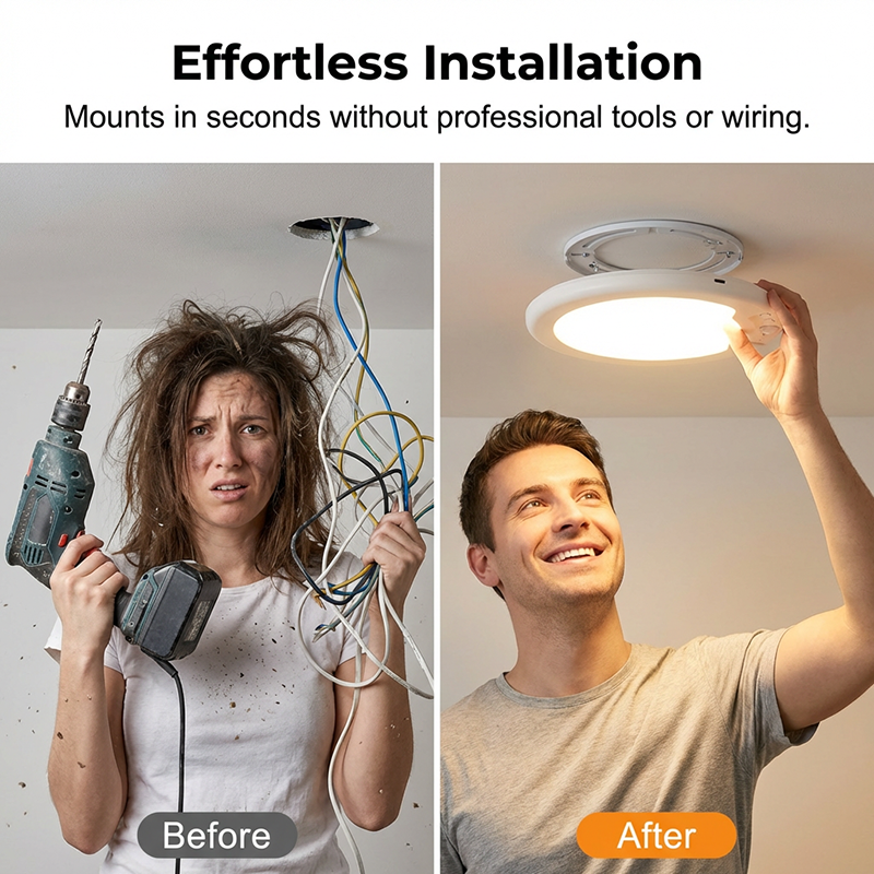 💡✨ PROMO -50% ! Plafonnier LED Intelligent Rechargeable – Détecteur de Mouvement, Télécommande, 3 Températures ou RVB, 3W, USB, Sans Fil