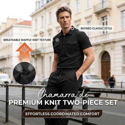 Ensemble homme composé d'un haut à manches courtes en maille gaufrée et d'un pantalon