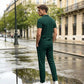 Ensemble homme composé d'un haut à manches courtes en maille gaufrée et d'un pantalon
