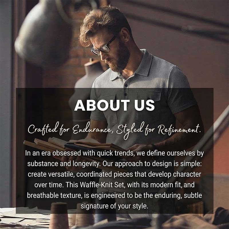 Ensemble homme composé d'un haut à manches courtes en maille gaufrée et d'un pantalon