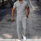 Ensemble homme composé d'un haut à manches courtes en maille gaufrée et d'un pantalon