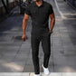 Ensemble homme composé d'un haut à manches courtes en maille gaufrée et d'un pantalon