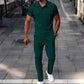 Ensemble homme composé d'un haut à manches courtes en maille gaufrée et d'un pantalon