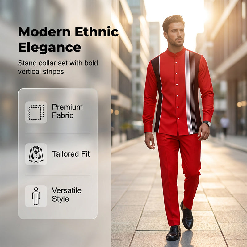 Ensemble 2 pièces homme chemise rayée et pantalon – style sans effort