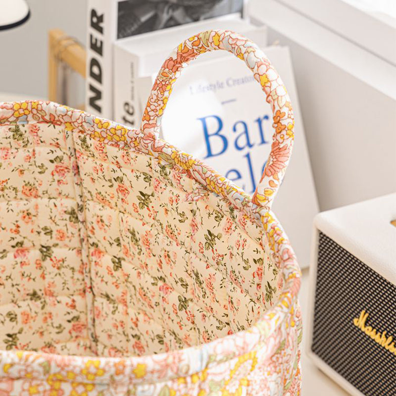 🌸 Panier de rangement portable en tissu floral : élégance vintage et praticité combinées ! 🌟