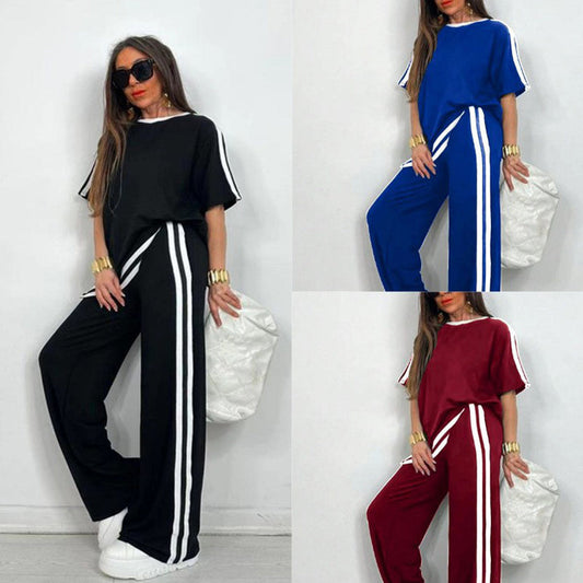👖 50 % DE RÉDUCTION SUR L'ENSEMBLE DEUX PIÈCES À RAYURES ! ✨ Doux, respirant et coupe ample pour un look décontracté parfait 🌿