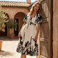 👗 52% de réduction✨Robe midi élégante à col en V et imprimé botanique🍂