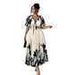 👗 52% de réduction✨Robe midi élégante à col en V et imprimé botanique🍂