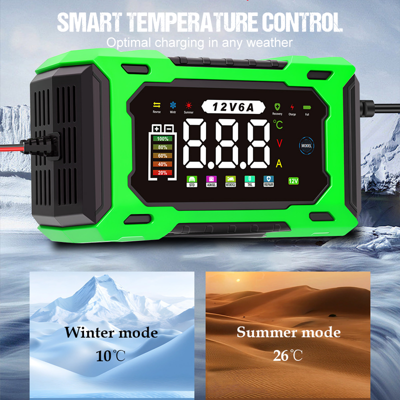 Chargeur de batterie de voiture intelligent 12 V 6 A avec fonction de réparation par impulsions