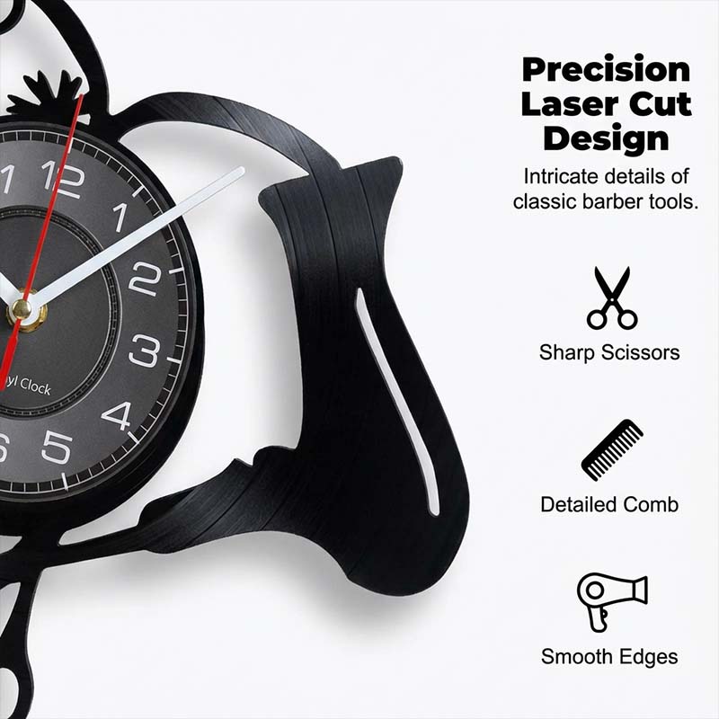 Creative Hairdressing Tools Silhouette Wall Clock