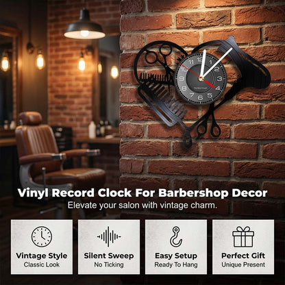 Creative Hairdressing Tools Silhouette Wall Clock