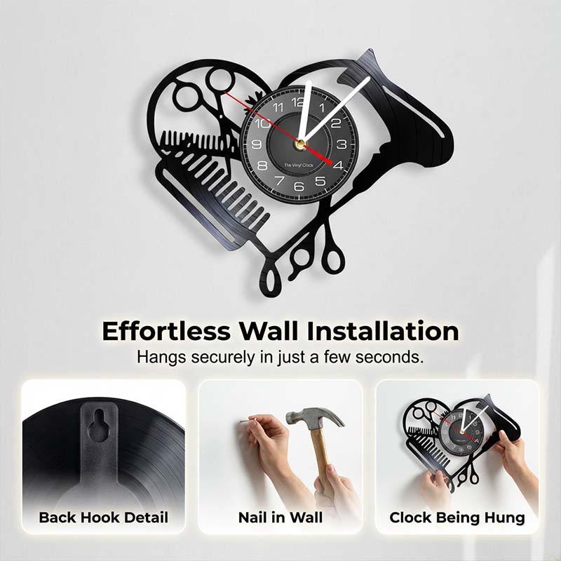 Creative Hairdressing Tools Silhouette Wall Clock