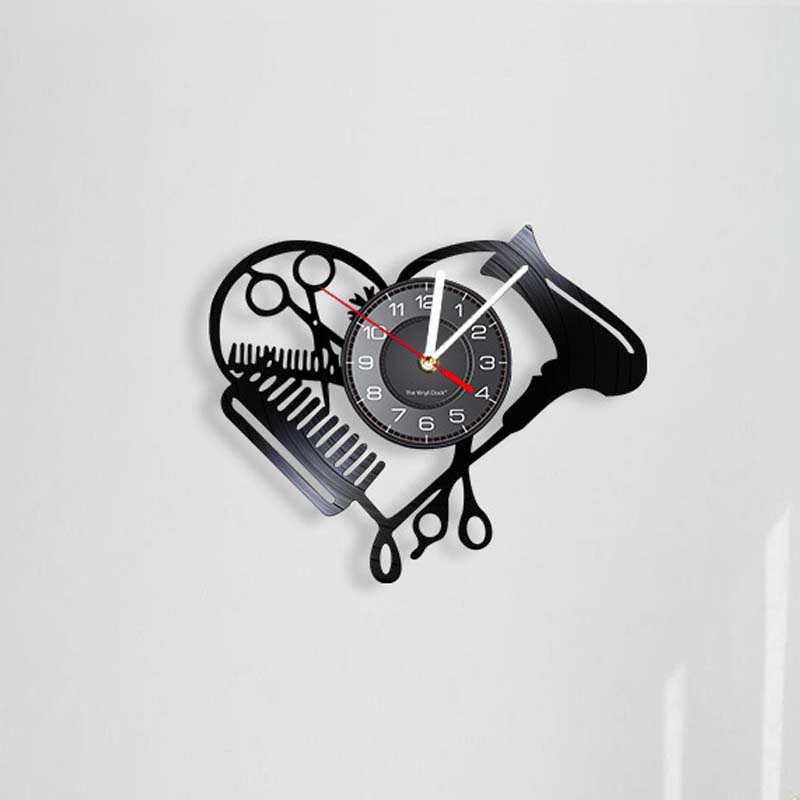 Creative Hairdressing Tools Silhouette Wall Clock