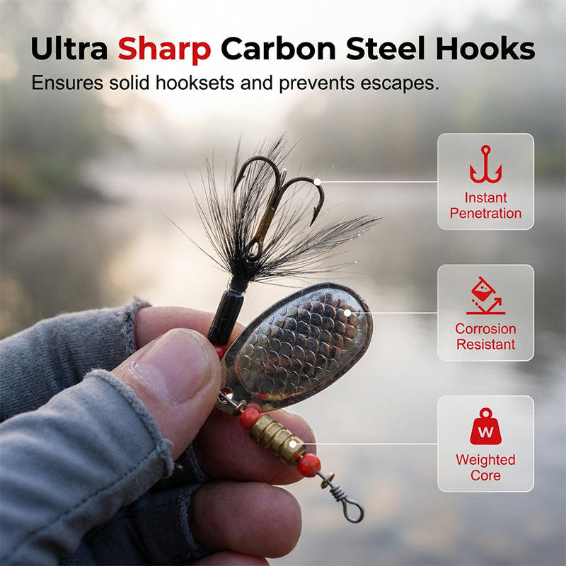 💐50% DE RÉDUCTION ! Leurre Spinnerbait Polyvalent – Eau Douce & Eau Salée, Résistant 🌊⚡【Offre Spéciale】