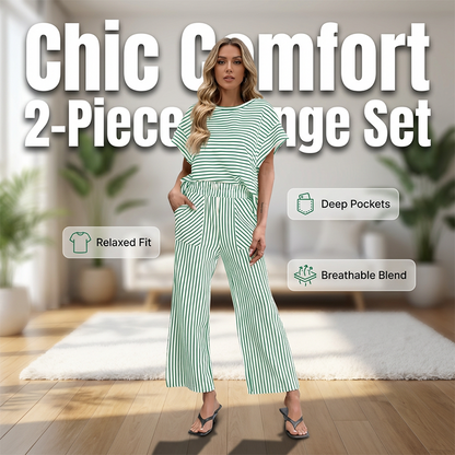 Ensemble deux pièces rayé pour femme