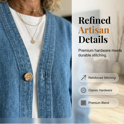 📢📢63 % DE RÉDUCTION !!!⏰Veste en jean classique à boutons pour femme
