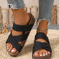 💐 PROMO EXCEPTIONNELLE -52% ! Sandales Compensées à Lanières Entrecroisées – Cuir Souple, Semelle Antidérapante ✨🌿 【Offre Limitée】