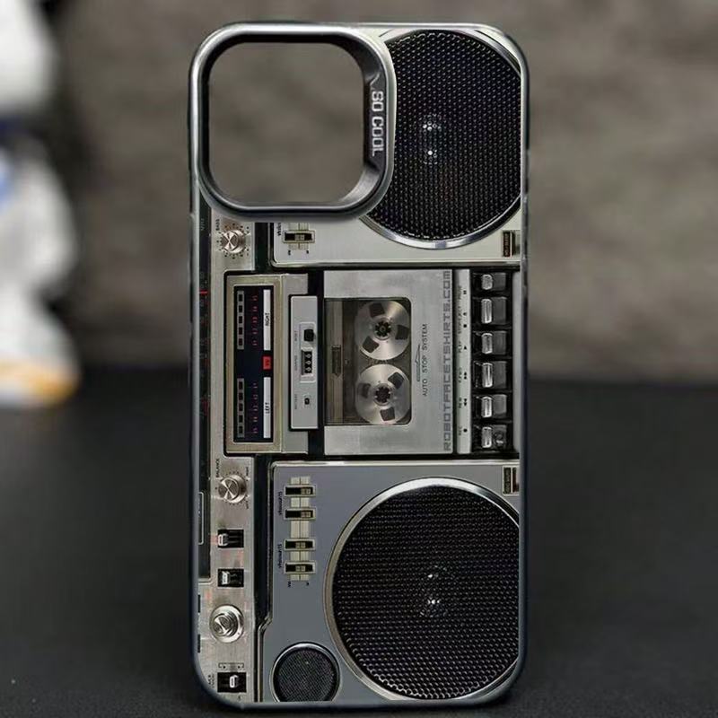 📼✨ PROMO FLASH 50% ! Coque Téléphone Style Boombox Rétro – Design Cassette Vintage Années 80, Matériau TPU Durable, Protection 3D, Boutons Accès Complet 📱
