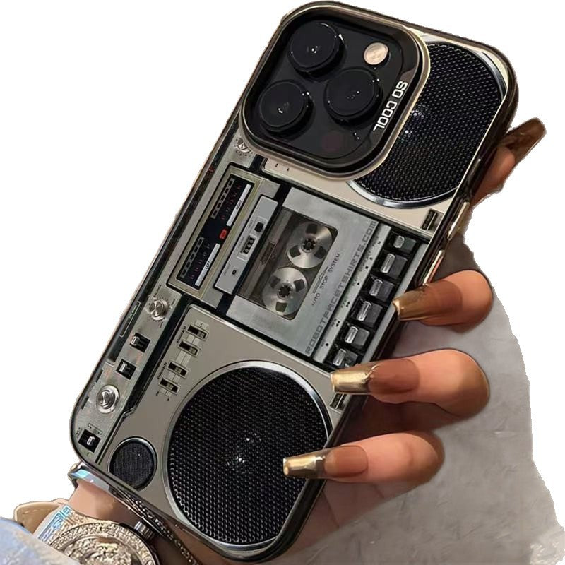 📼✨ PROMO FLASH 50% ! Coque Téléphone Style Boombox Rétro – Design Cassette Vintage Années 80, Matériau TPU Durable, Protection 3D, Boutons Accès Complet 📱