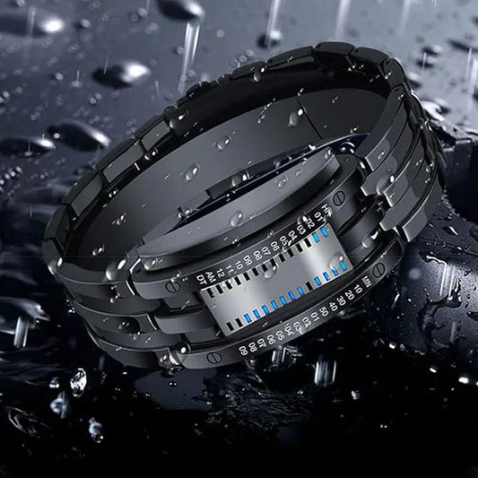 ⌚✨⚡ PROMO LIMITÉE -50% ! Montre Binaire Homme – Affichage LED Bleue, Bracelet Acier Inox, Sportif & Élégant (Style Moderne)