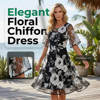 💃🌸 50 % DE RÉDUCTION ✨ Élégante robe en mousseline à motifs floraux pour femme – légère, fluide et féminine 💫