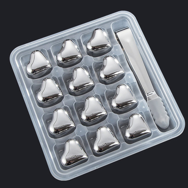 Ensemble de glaçons réutilisables en acier inoxydable en forme de cœur