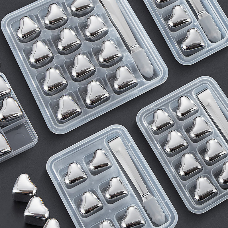 Ensemble de glaçons réutilisables en acier inoxydable en forme de cœur
