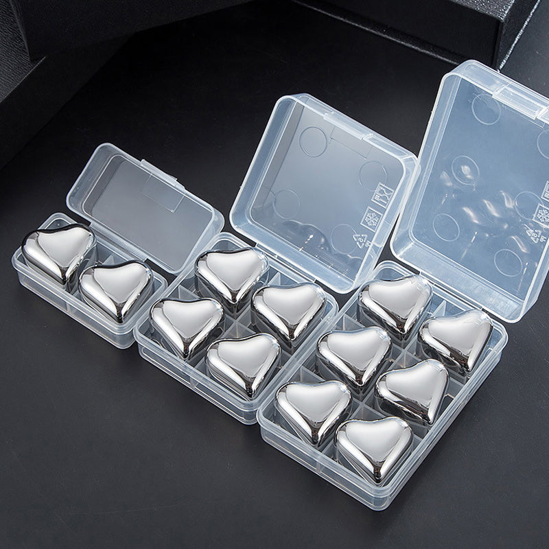 Ensemble de glaçons réutilisables en acier inoxydable en forme de cœur