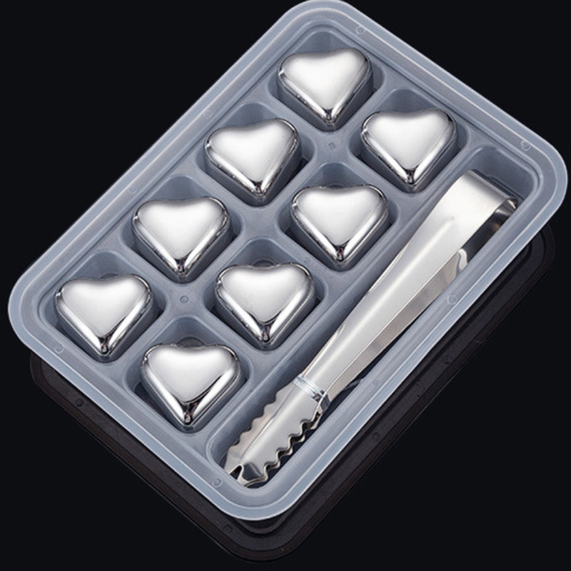 Ensemble de glaçons réutilisables en acier inoxydable en forme de cœur