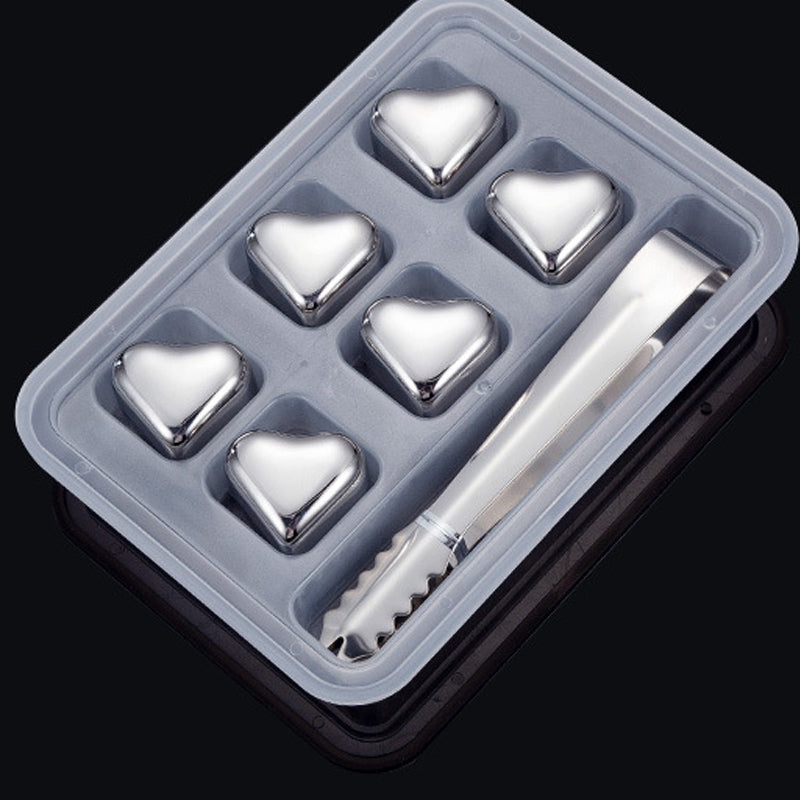 Ensemble de glaçons réutilisables en acier inoxydable en forme de cœur